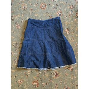 Boden Y2K Frayed Denim Vintage Midi Skirt, size 16L